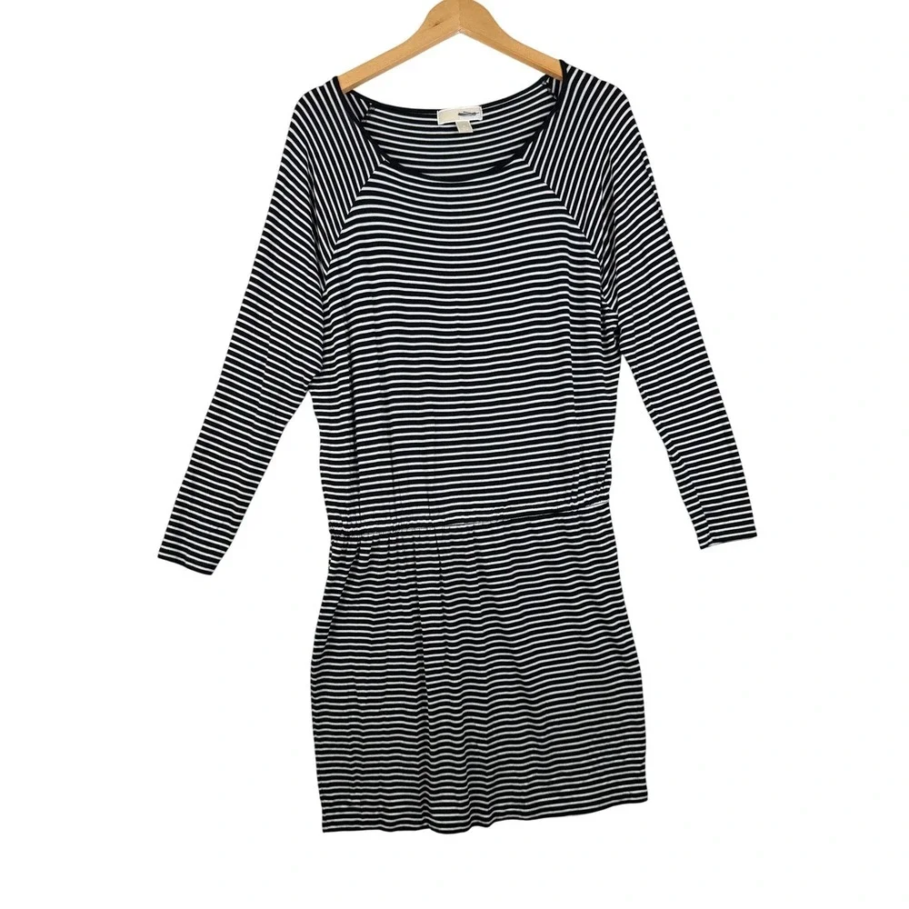 Michael Kors Striped Long Sleeve Dress size‎ Medium Black/White